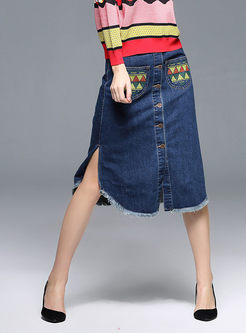 Fashion High Waist Denim Skirt
