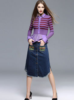 Fashion High Waist Denim Skirt