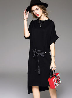 Elegant Loose Pure Color Knitted Dress