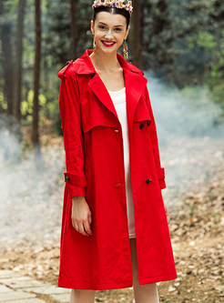 Pure Color Cotton Straight Trench Coat