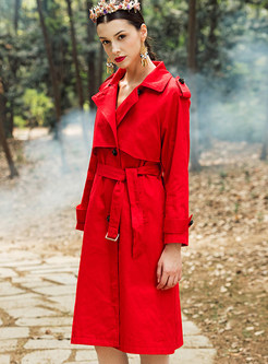 Pure Color Cotton Straight Trench Coat