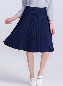 Dark Blue Ruffle Chiffon Skirt