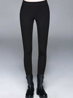 Black Pencil Slim Full-Length Pants