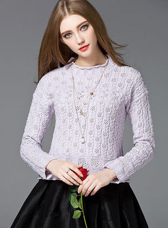 Sweet Hollow Rolled Neck Pullover Sweater