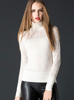 Fashion Turtleneck Slim Lace Sweater