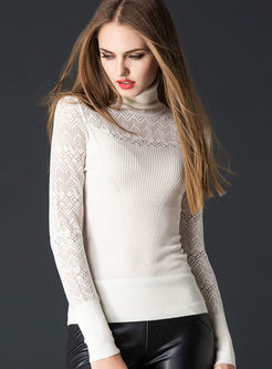 Fashion Turtleneck Slim Lace Sweater