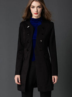 Casual Notched Slim Double Breasted Coat