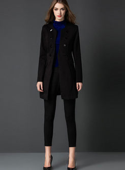 Casual Notched Slim Double Breasted Coat