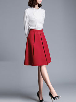 Chic High Waist Pure Color Skirt