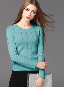 Elegant Hollow Stripe Slim Sweater