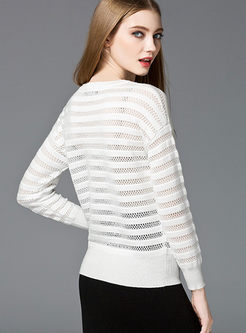 Sexy Stripe Loose Hollow Sweater