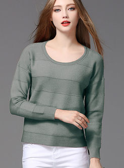Pure Color O-neck Loose Sweater