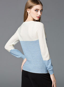 Brief Hit Color Grid Sweater