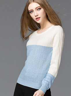 Brief Hit Color Grid Sweater