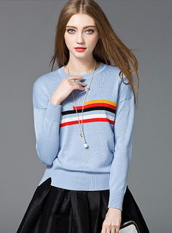 Casual Hit Color O-neck Sweater