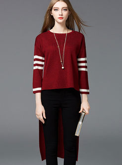 Personality Asymmetrical Hit Color Sweater