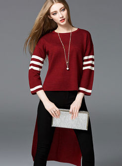 Personality Asymmetrical Hit Color Sweater