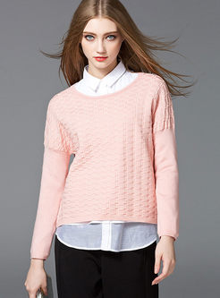 Fashion O-neck Pure Color Sweater