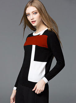 Fashion Geometry Hit Color Sweater