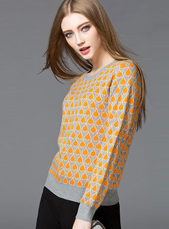 Fashion Hit Color Drop Print O-neck Sweater