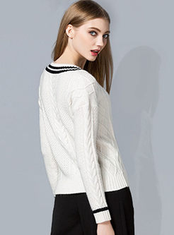 Brief Hit Color V-neck Sweater