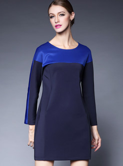 Color Block O-neck T-shirt Dress