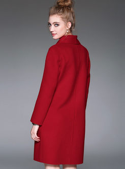 Notched Slim Solid Wool Stylish Trench Coat