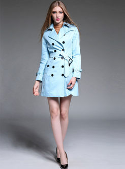 Slim Double-breasted Notched Collar Trench Coat