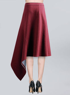 Fashion Asymmetrical Pure Color Skirt