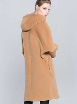Vintage Pure Color hooded Coat