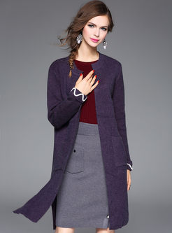Stand Collar Pocket Brief Wool Slim Coat