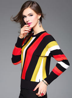 Striped Hit Color Pullover Sweater