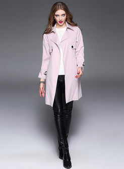Pink Turn Down Collar Sweet Trench Coat