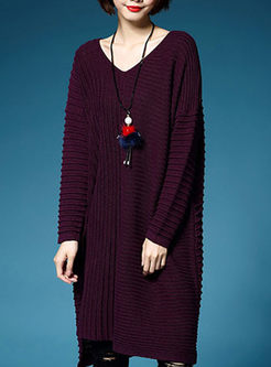 Asymmetric Hem Pleat Knitted Dress