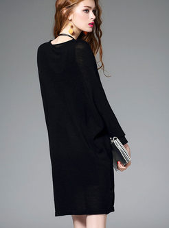 Brief Casual Bat Sleeved Knitted Dress