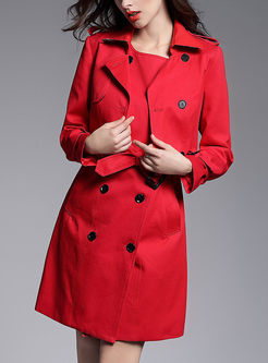 Brief Double-breasted Lapel Slim Trench Coat