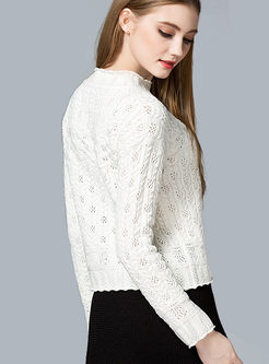 Sweet Hollow O-neck Pullover Sweater