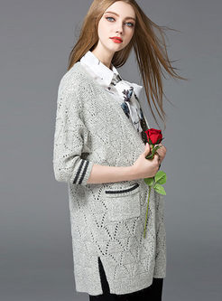 Loose Pure Color Knitted Coat