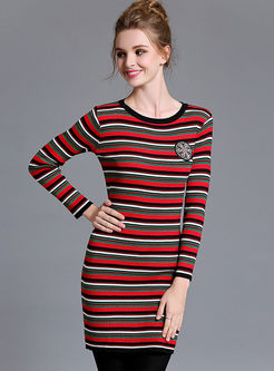 Slim Long Stripe Hit Color Sweater