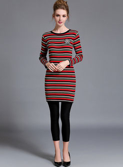 Slim Long Stripe Hit Color Sweater