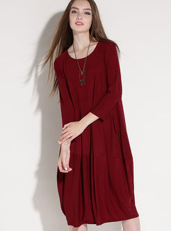 Loose Asymmetric Patch Knitted Dress