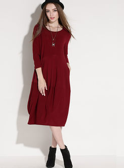 Loose Asymmetric Patch Knitted Dress
