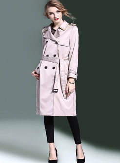 Causal Turn Down Collar Double-breasted Trench Coat