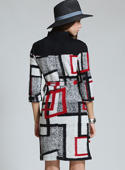 Vintage Geometric Pattern Knitted Dress