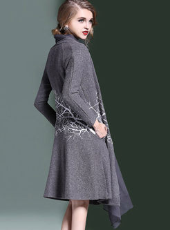 Causal Patchwork Solid Color Wool Coat