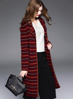 Color-matched Long Sleeve Woolen Coat