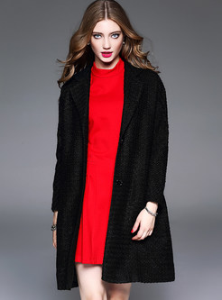 Pure Color Turn Down Collar Woolen Coat