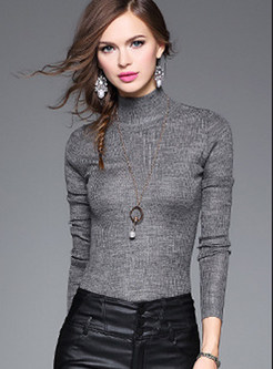 Elasticity Grey Knitting Sweater