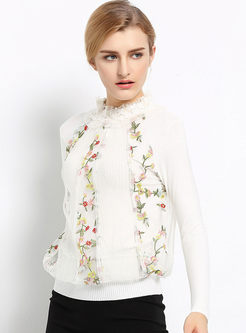 Causal Floral Long Sleeve Loose Sweater