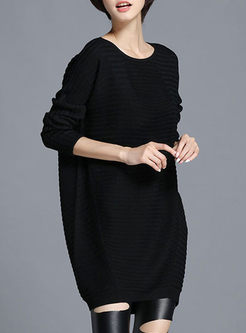 Long Straight Pure Color Knitted Sweater